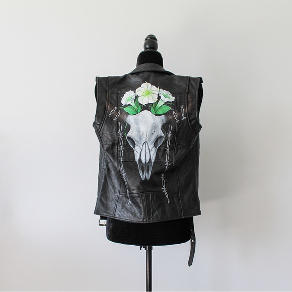 Hand painted vintage moto vest - Picture 1 of 4